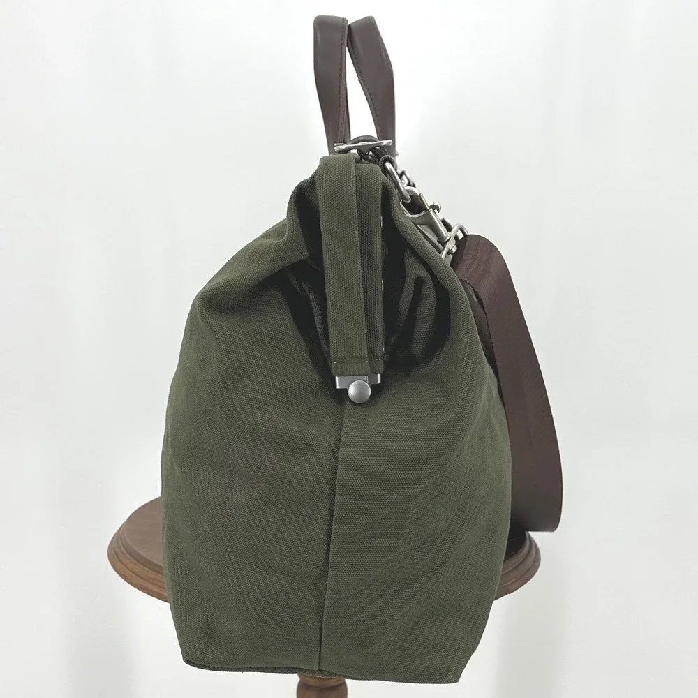 Line of Trade Weekender Bag Olive Green Canvas Leather Trim No. 0312 Travel